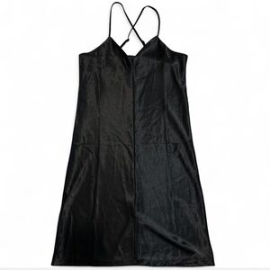 Hot Kiss Black Slip Dress Cross Adjustable Straps Goth Grunge Size Large